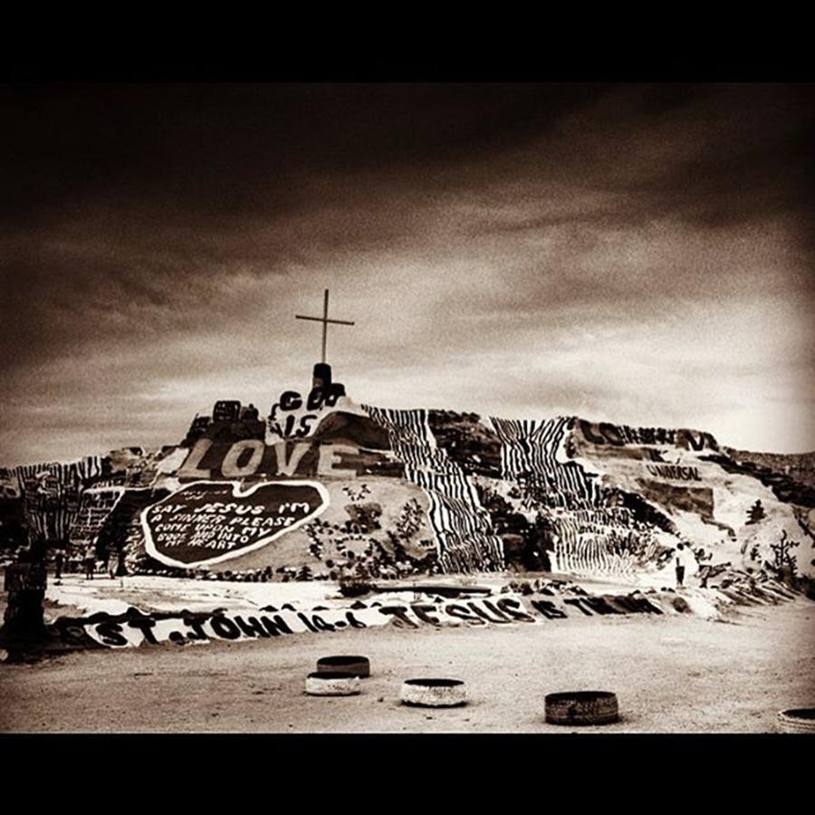 Blackandwhite Photograph - Salvation Mountain. This Is Located by Alex Snay