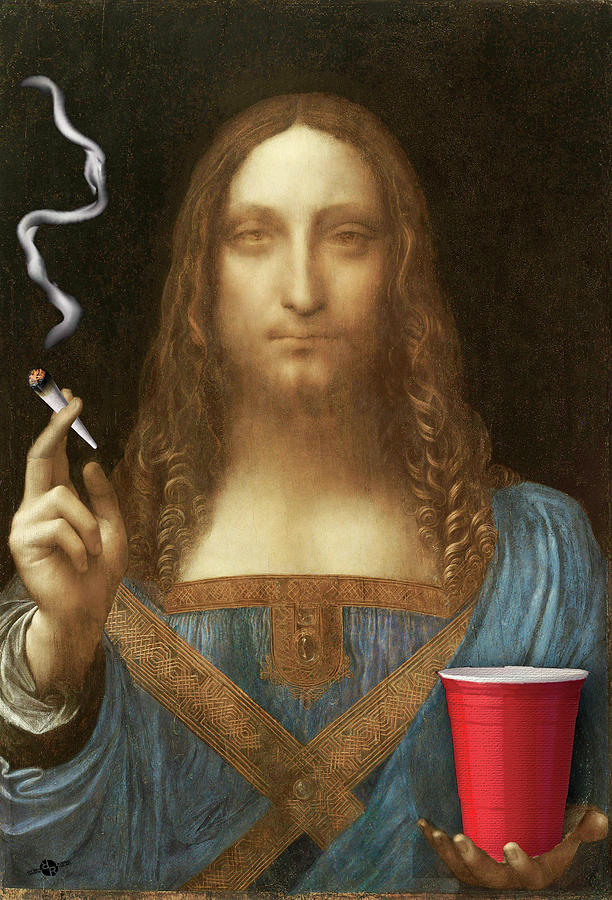 Salvator Munchies Jesus Da Vinci Painting by Tony Rubino