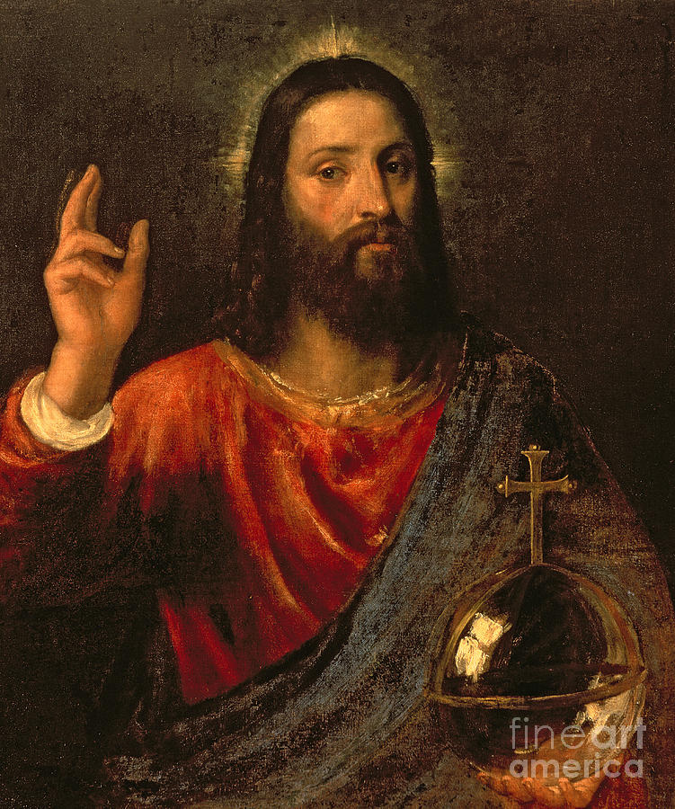 Titian Painting - Salvator Mundi, Saviour of the World by Titian