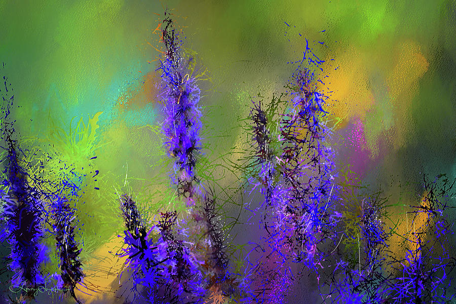 Salvia May Night Painting - Salvia May Night Art -Purple Modern Abstract Art by Lourry Legarde