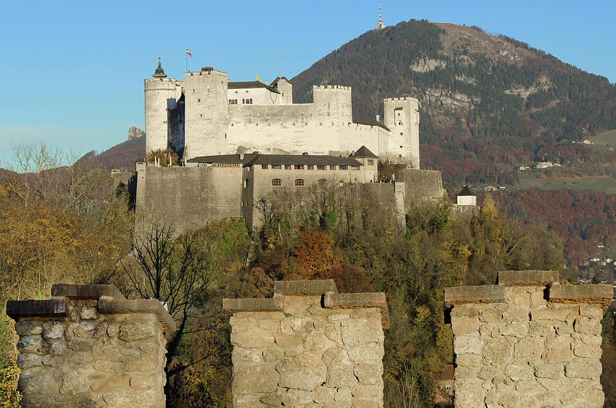 Salzburg Fortress Hohensalzburg in Austria and Castle Wall Photograph ...