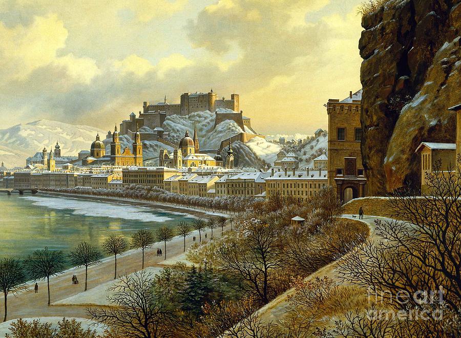 Salzburg im Winter Painting by MotionAge Designs