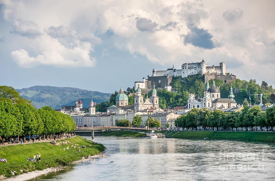 Salzburg skyline with Fortress in summer, Salzburger Land, Austr ...