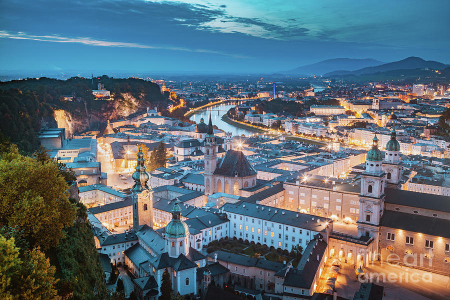 Salzburg Twilight Panorama Photograph