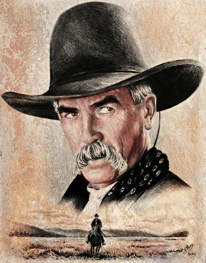 Movie Painting - Sam Elliot The Lone Rider sepia by Andrew Read