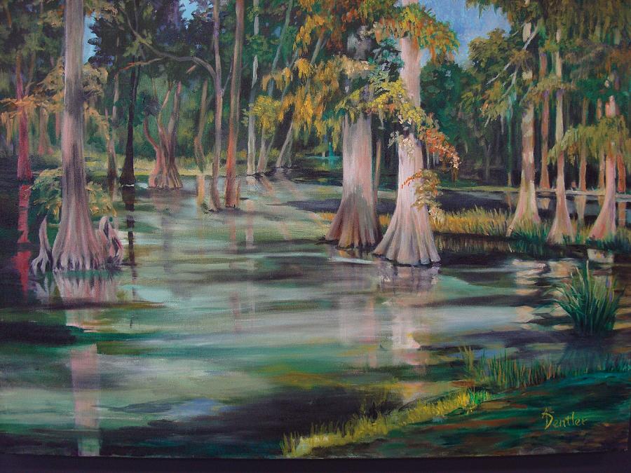 Sam Houston Park Swamp Painting by AnnE Dentler