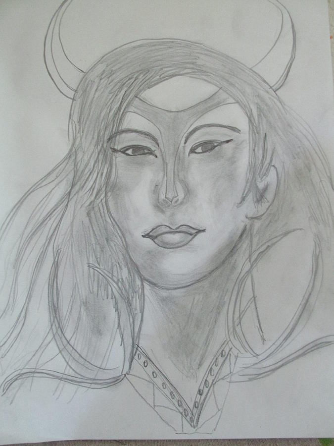 Samarai Warrior Woman Drawing by Sharyn Winters