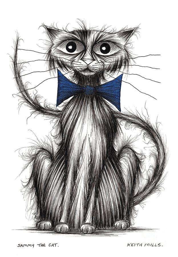 Sammy the cat Drawing by Keith Mills