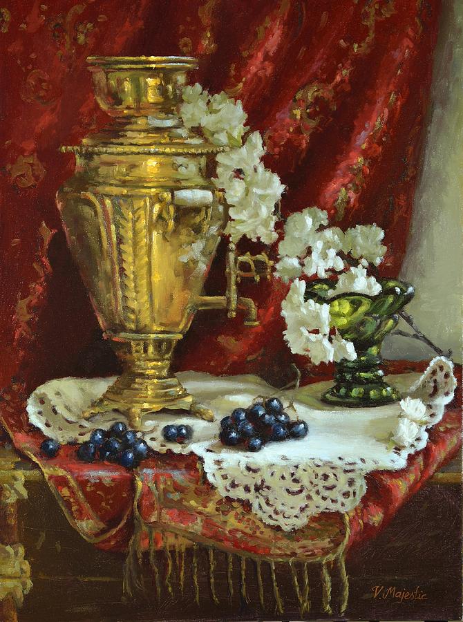 Samovar and Cherry Blossoms Painting by Viktoria K Majestic