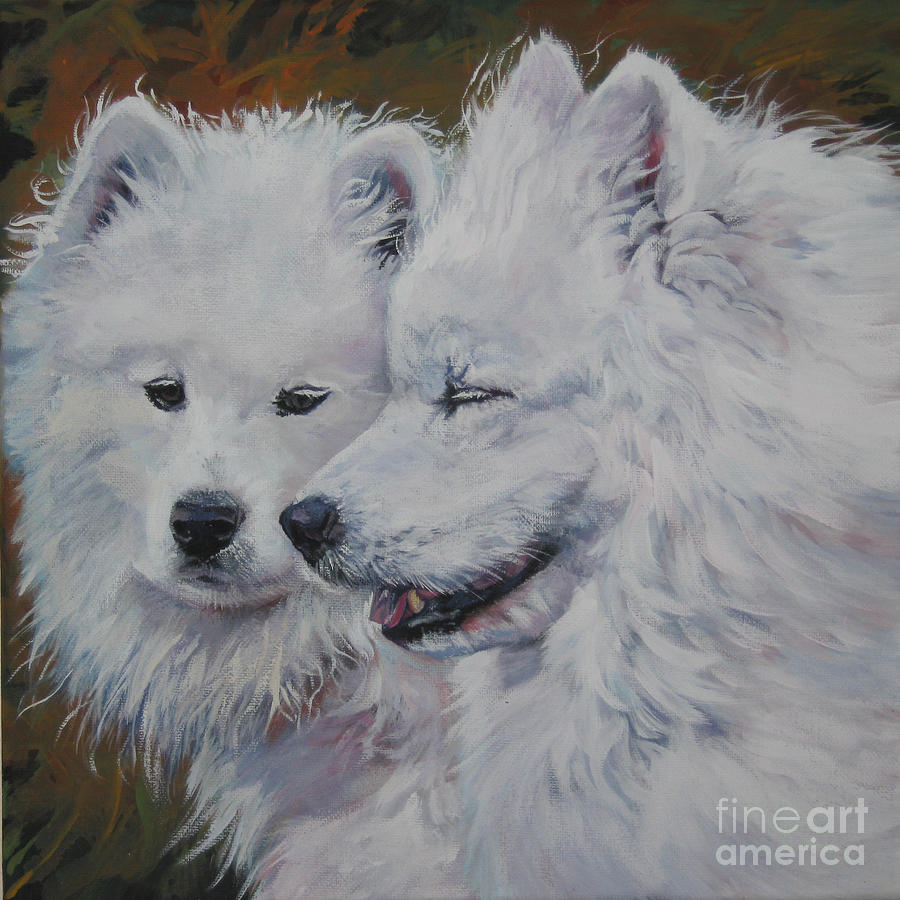 Samoyed Conversation Painting by Lee Ann Shepard