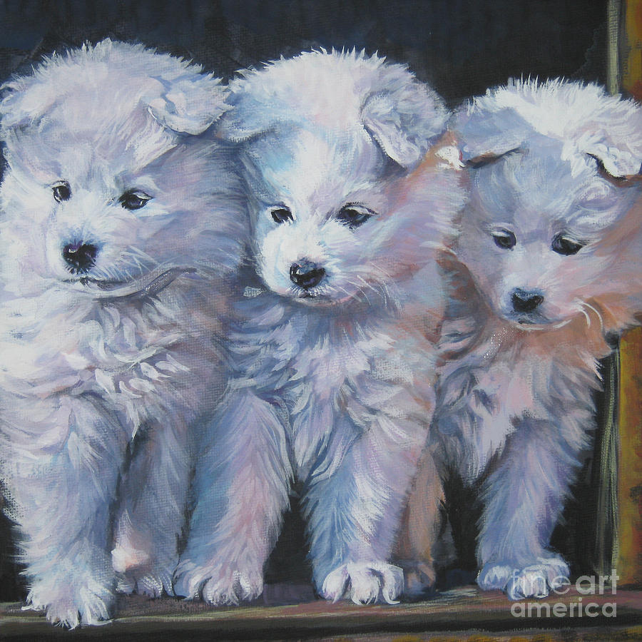 Samoyed Pups Painting by Lee Ann Shepard