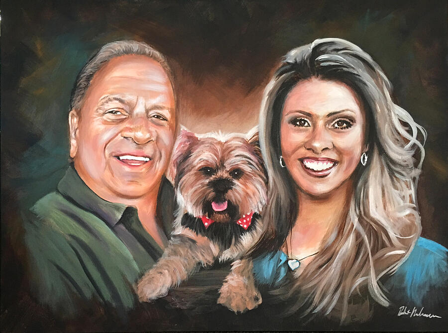 Music Painting - Family Portrait with Dog by Robert Korhonen