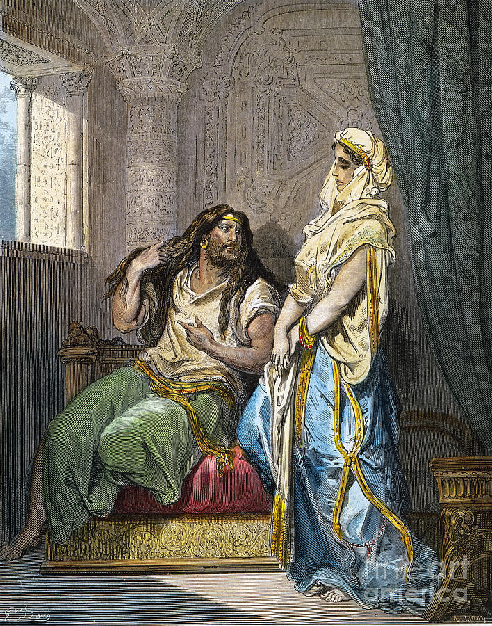 Samson And Delilah #1 Drawing by Gustave Dore