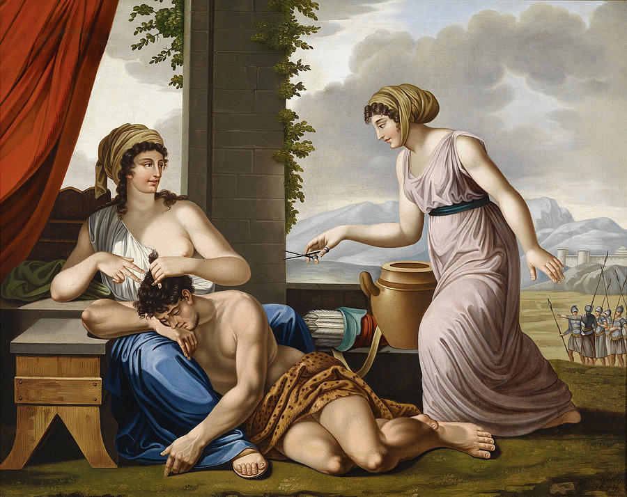 Samson and Delilah Painting by Josef Worlicek