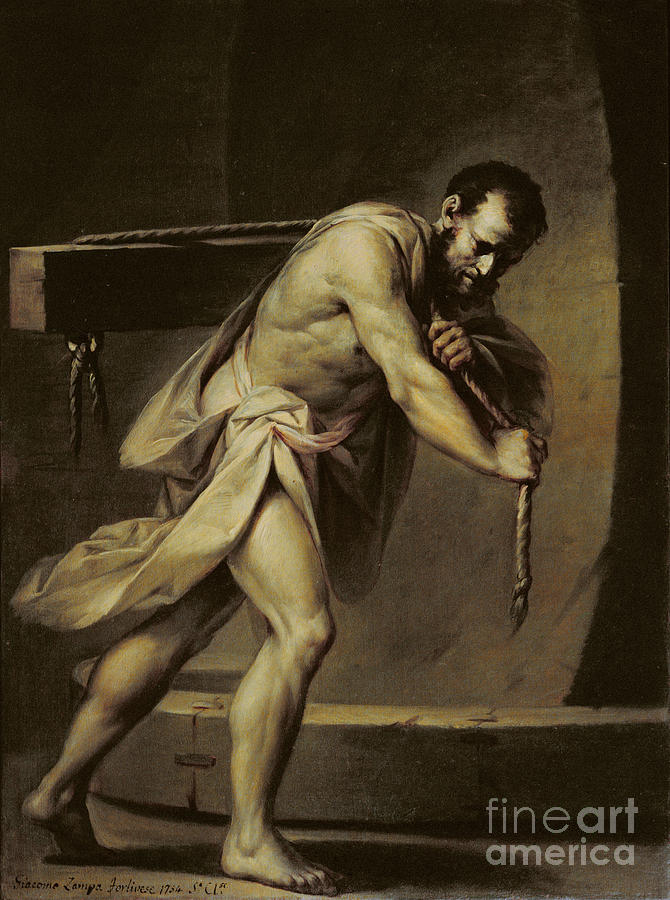 Samson in the treadmill Painting by Giacomo Zampa