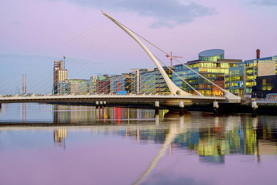 Dublin Photograph - Samuel Beckett Bridge at Dusk by Jose Maciel