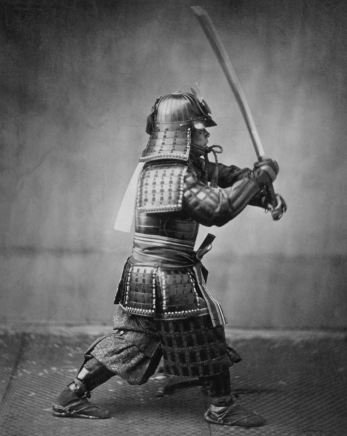 Samurai Brandishing His Sword - Japanese History Photograph