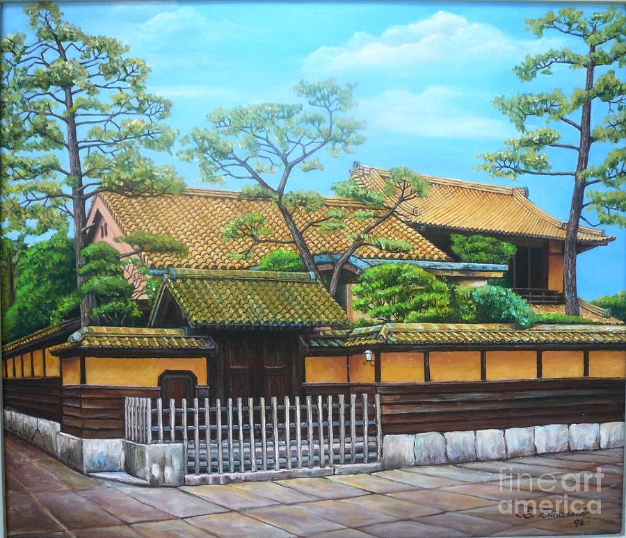 Landscape Painting - Samurai House by Maru Bautista