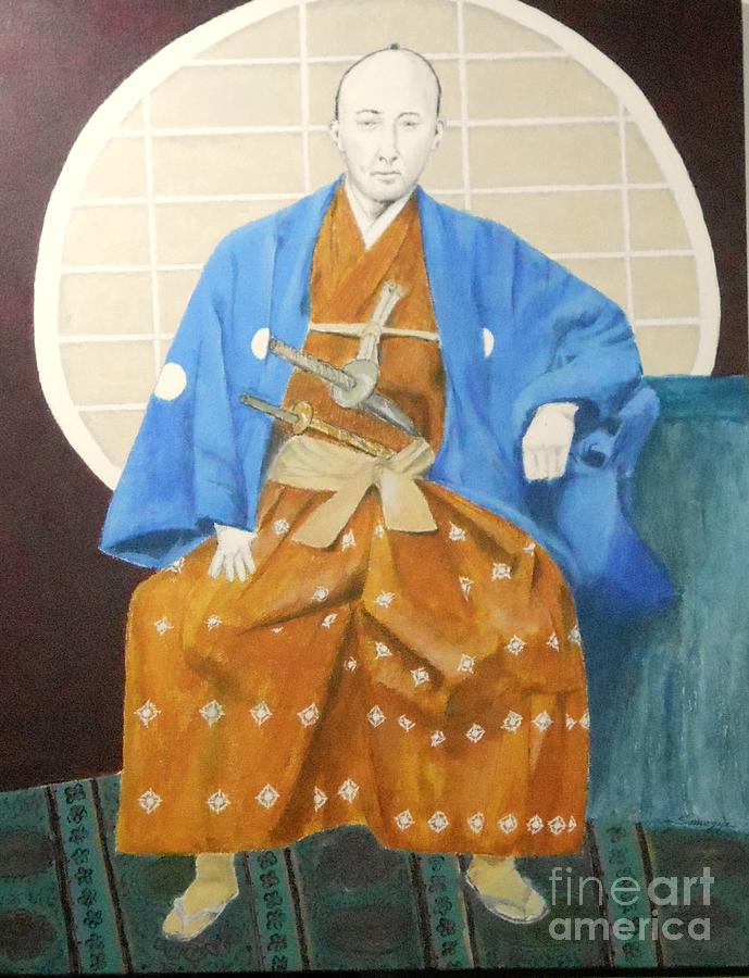 Samurai-san -- Portrait of Japanese Warrior Painting by Jayne Somogy