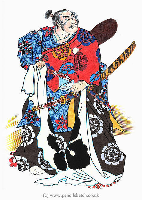 cartoon samurai warrior drawing