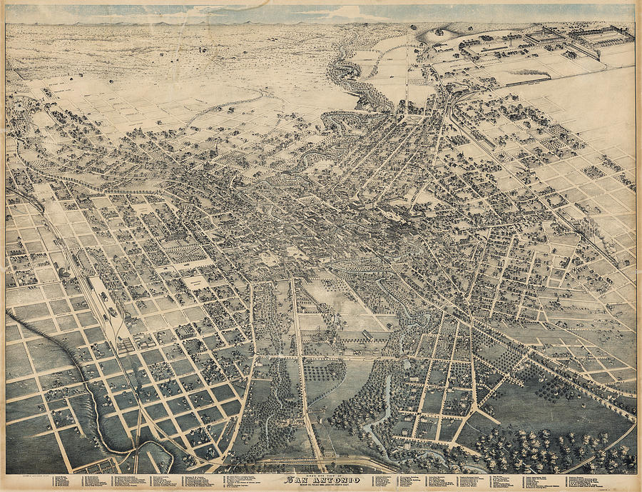 San Antonio 1886 by Augustus Koch Digital Art by Texas Map Store