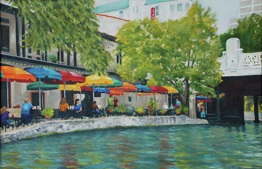 San Antonio Riverwalk Painting by Cheryl Green