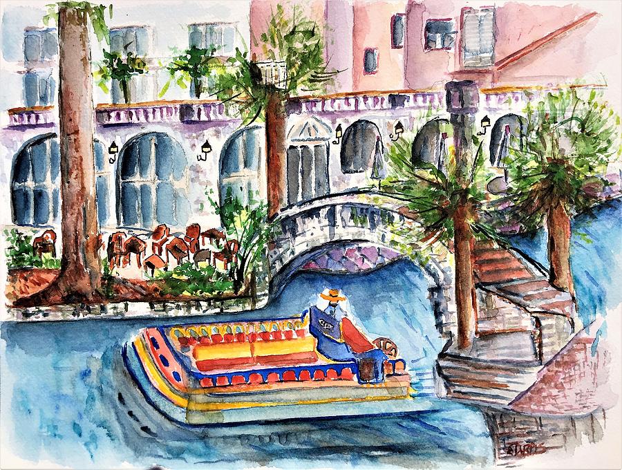 San Antonio Riverwalk Painting by Elaine Duras