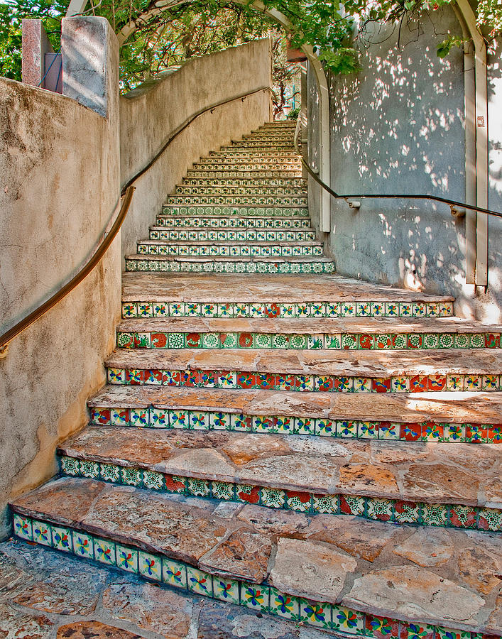 San Antonio Riverwalk Stairway Photograph by David and Carol Kelly