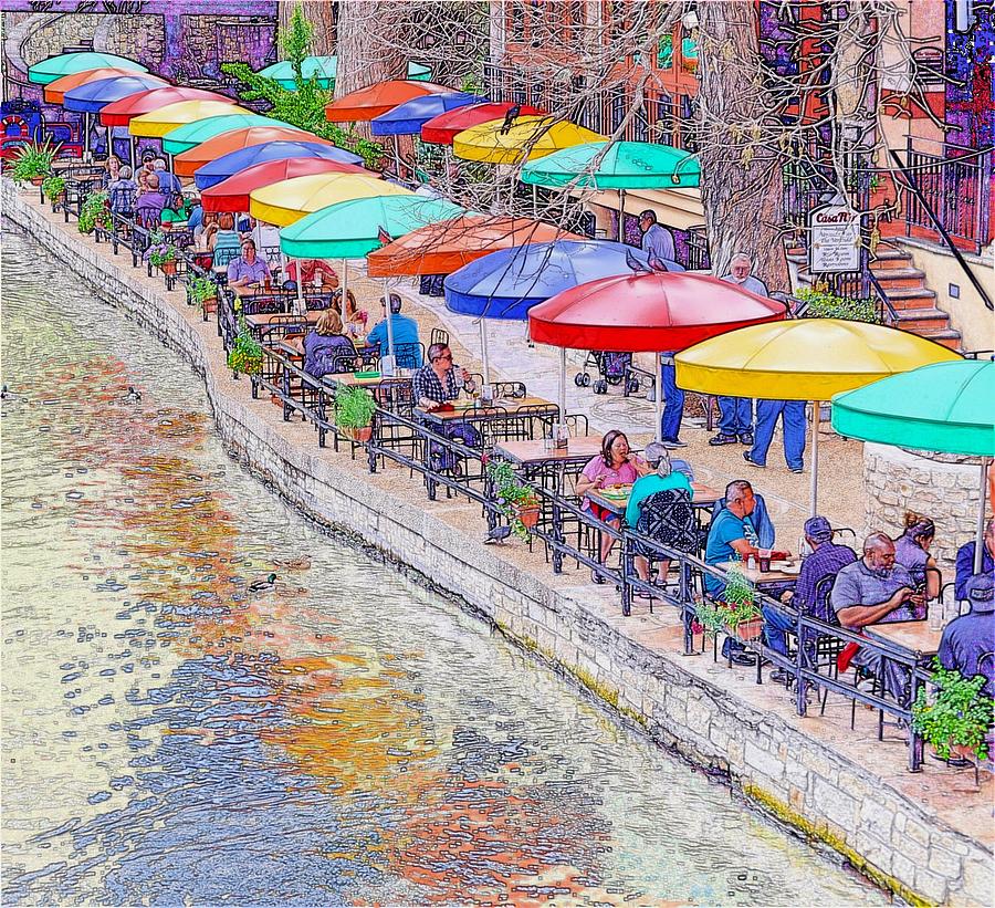 San Antonio Riverwalk Umbrellas Photograph by Kristina Deane