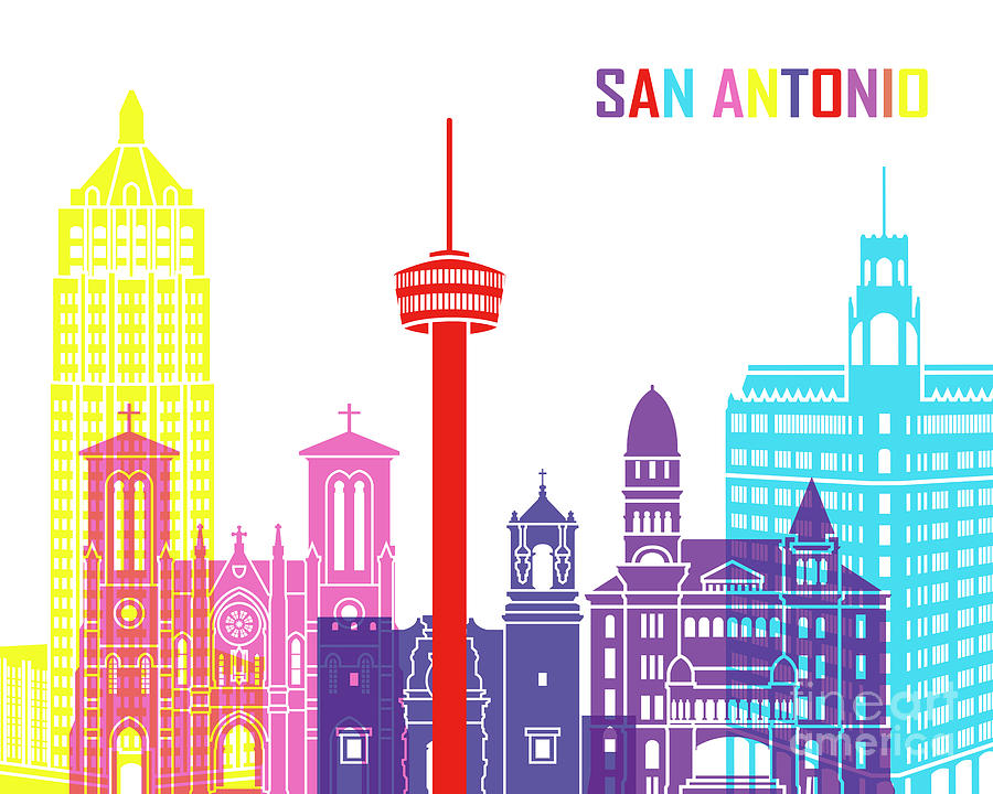 San Antonio skyline pop Painting by Pablo Romero Fine Art America