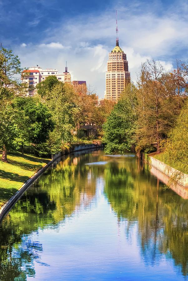 San Antonio Texas Downtown City Skyline on the Water Photograph by Gregory Ballos
