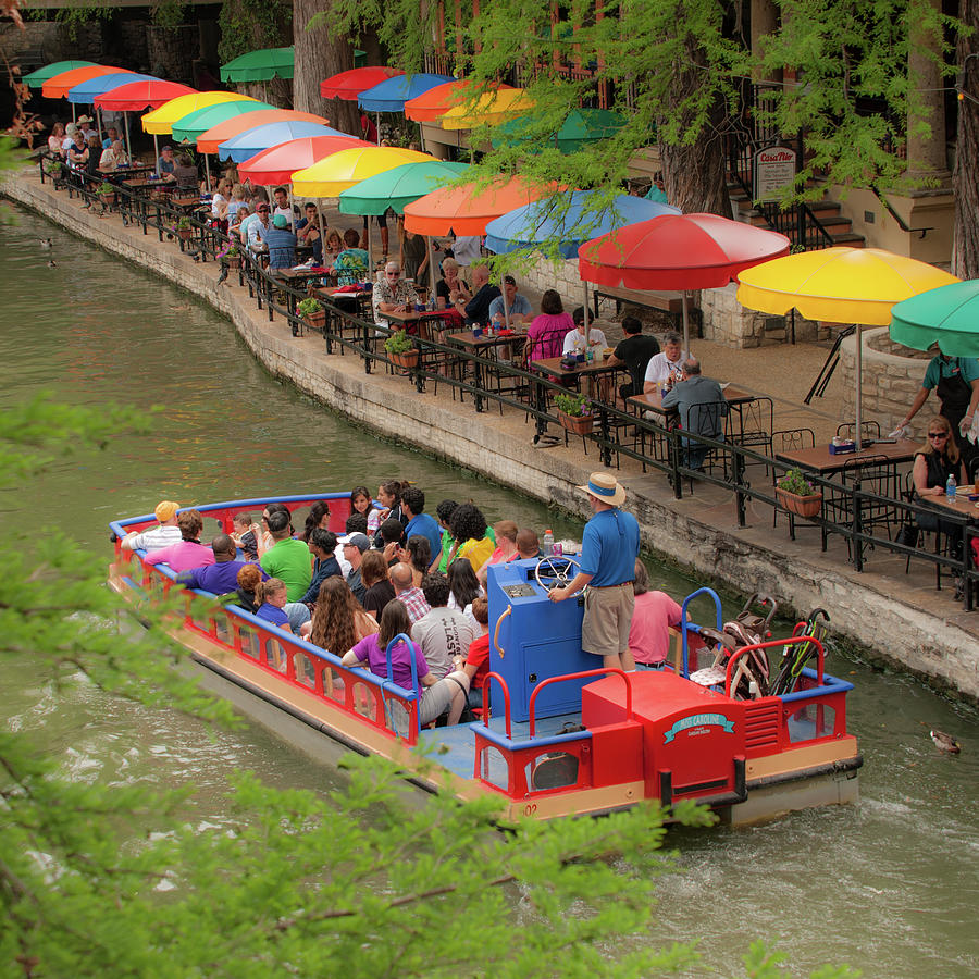 San Antonio Texas Riverwalk Umbrellas 1x1 Photograph by Gregory Ballos