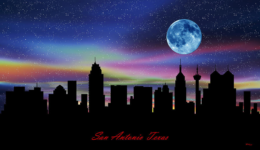 San Antonio Texas Twilight Skyline Digital Art by Gregory Murray