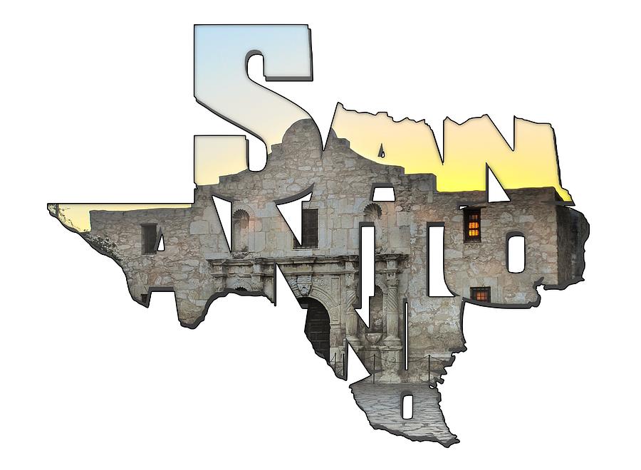 San Antonio Texas Typography - An Alamo Sunrise Photograph by Gregory Ballos