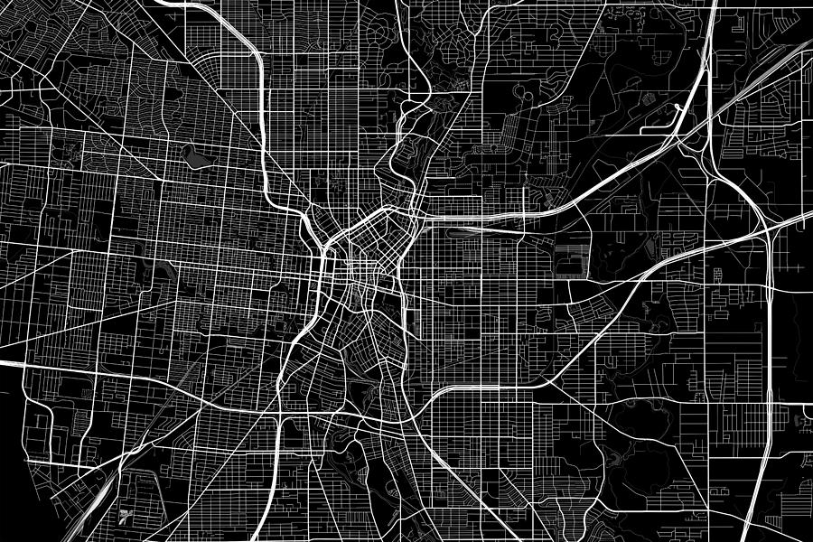 San Antonio Texas Usa Dark Map Digital Art