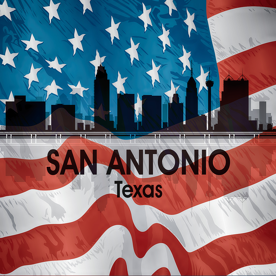 San Antonio TX American Flag Squared Digital Art by Angelina Tamez