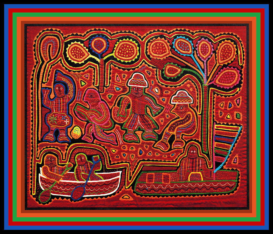 San Blas Cuna Cayuco Boats Digital Art by Vagabond Folk Art - Virginia Vivier