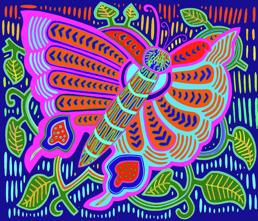 Mariposa Digital Art - San Blas Kuna Butterfly by Vagabond Folk Art - Virginia Vivier