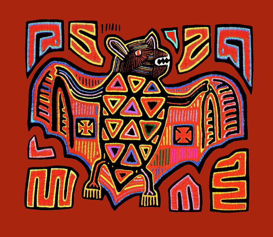 San Blas Kuna Indian Bat Digital Art by Vagabond Folk Art - Virginia Vivier