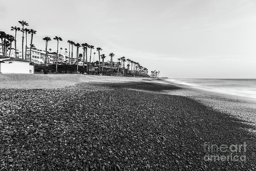 San Clemente CA Beach Black and White Photo Photograph by Paul Velgos