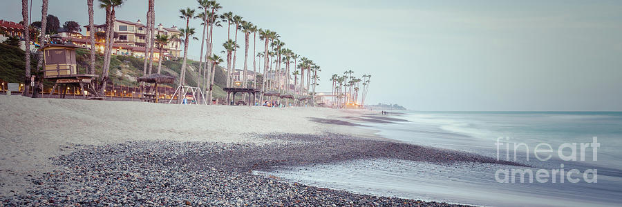 San Clemente CA Beach Retro Panoramic Photo Photograph by Paul Velgos