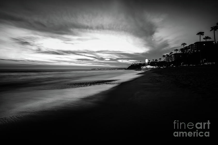 San Clemente California Beach Black and White Photo Photograph by Paul Velgos
