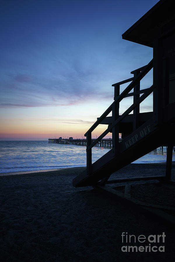 San Clemente Lifeguard Tower One and Pier Sunset Picture Photograph by Paul Velgos