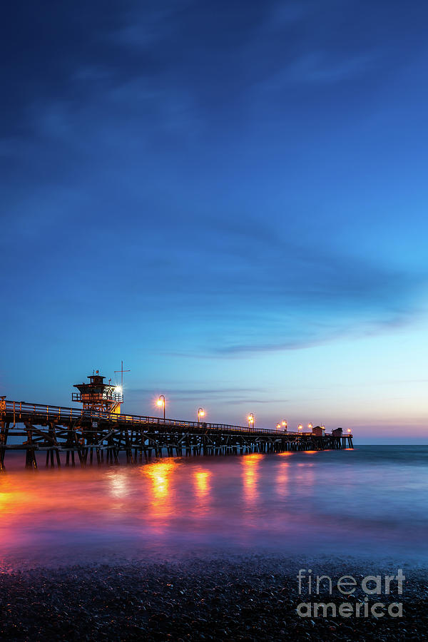 San Clemente Pier at Night Photo Photograph by Paul Velgos