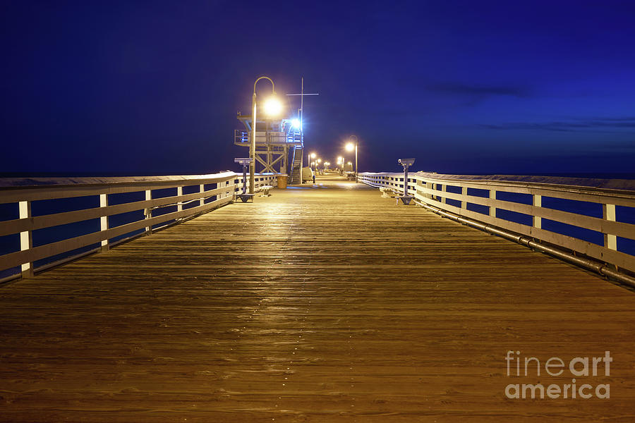 San Clemente Pier at Night Picture Photograph by Paul Velgos