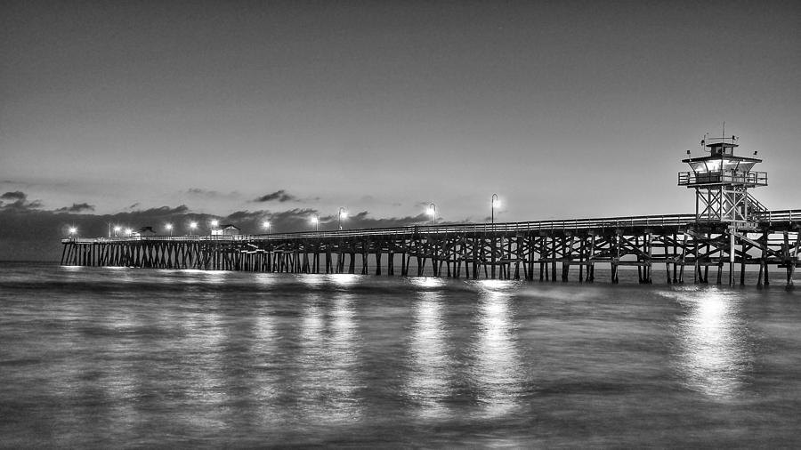 San Clemente Pier - Black and White Photograph by Richard Cheski