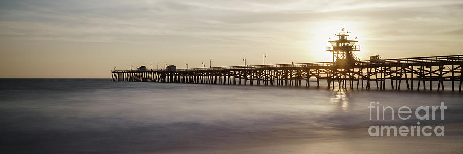 San Clemente Pier Sunset Panorama Photograph by Paul Velgos