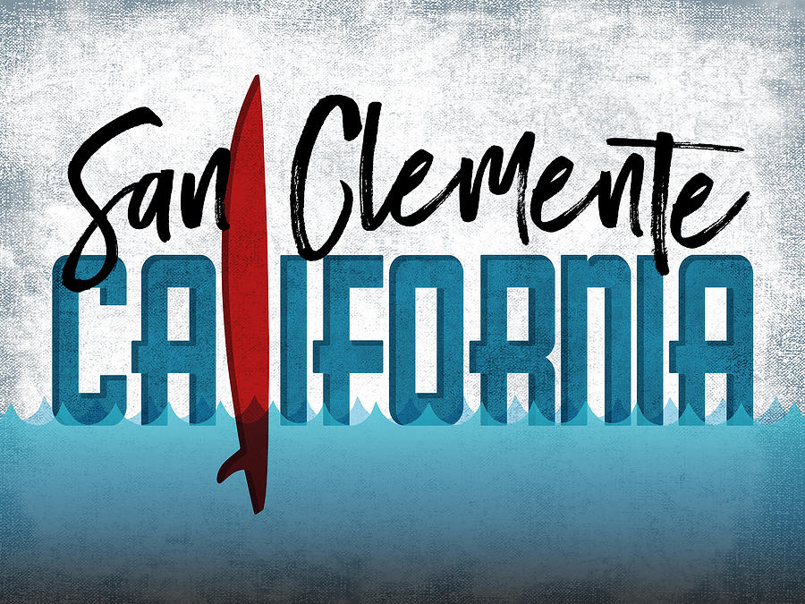 Beach Digital Art - San Clemente Red Surfboard	 by Flo Karp