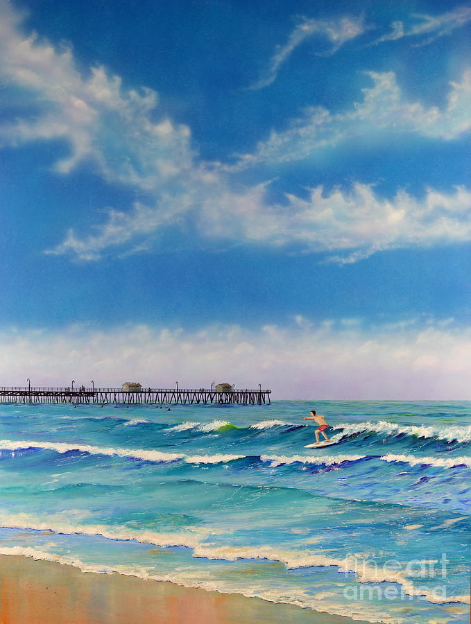 San Clemente Surf Painting by Mary Scott