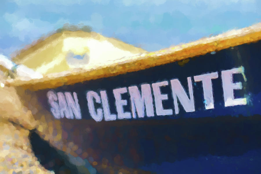 San Clemente To The Rescue  Lifeguard Boat Watercolor 1 Digital Art by Scott Campbell